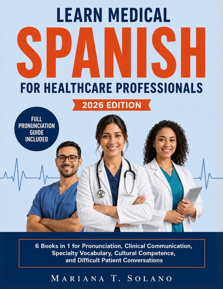 Learn Medical Spanish for Healthcare Professionals, 2026 Edition: 6 Books in 1 for Pronunciation, Clinical Communication, Specialty Vocabulary, Cultur cover