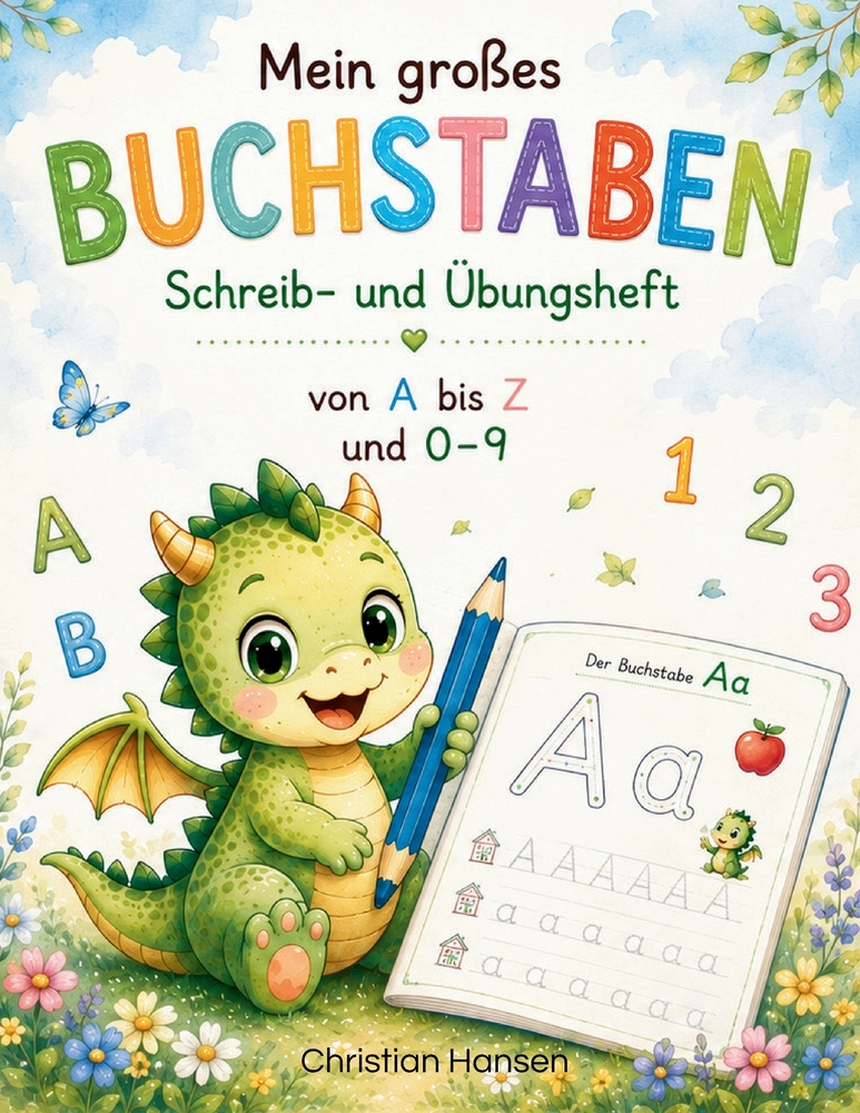 Mein großes Buchstaben- und Zahlenbuch Schreib- und Übungsheft von A bis Z und 0 bis 9: Spielerisch Buchstaben und Zahlen schreiben lernen mit dem kle cover