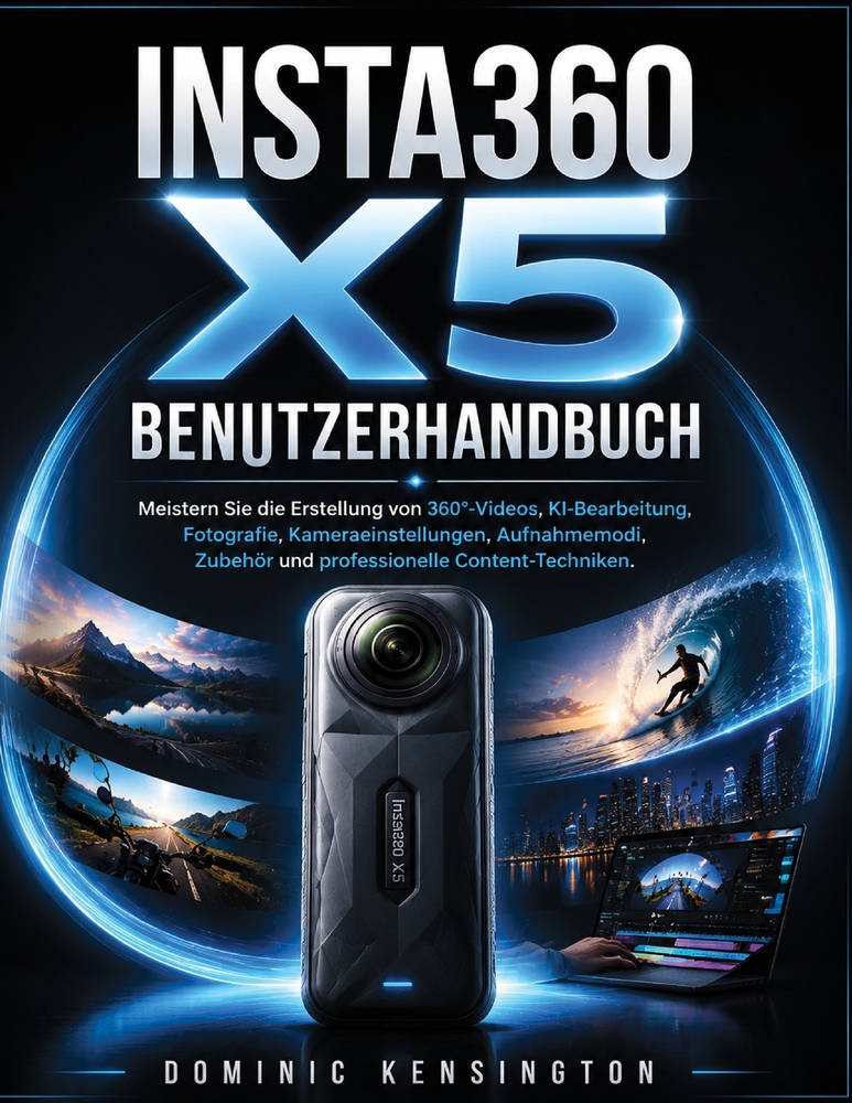 Insta360 X5 Benutzerhandbuch: Meistern Sie die Erstellung von 360°-Videos, KI-Bearbeitung, Fotografie, Kameraeinstellungen, Aufnahmemodi, Zubehör und cover