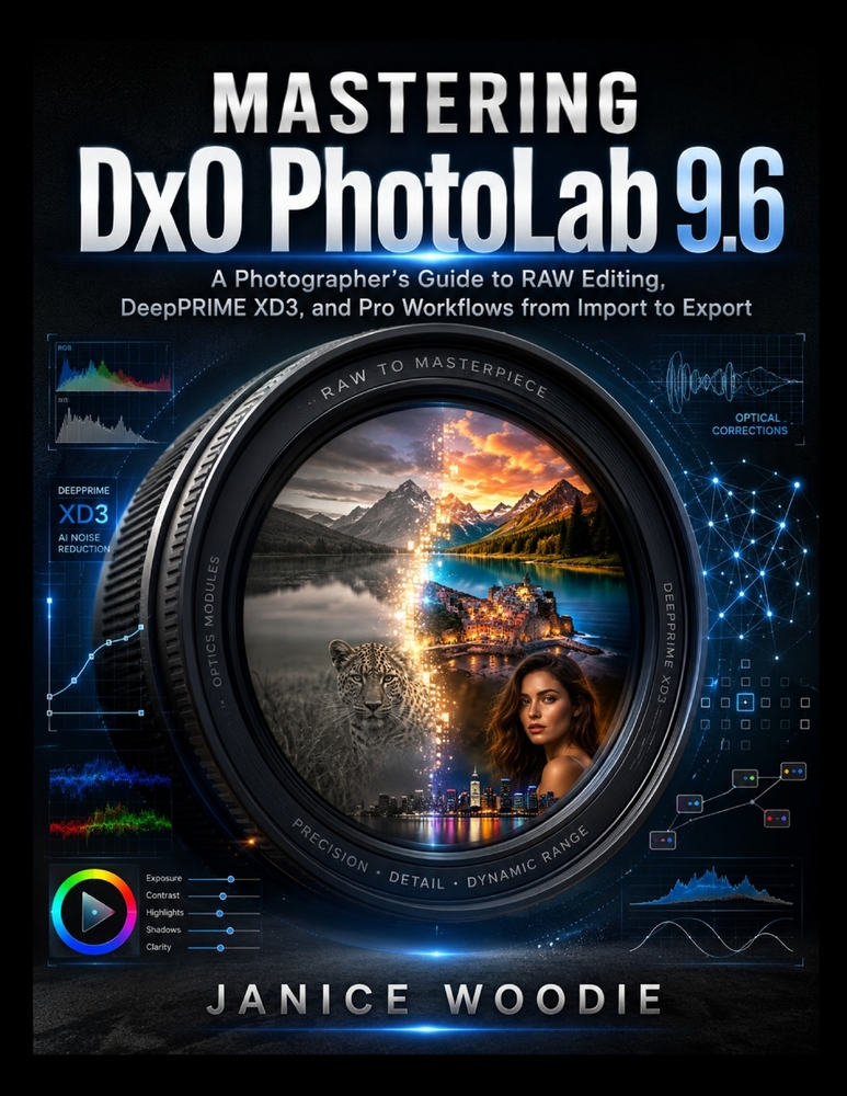 Mastering DxO PhotoLab 9.6: A Photographer's Guide to RAW Editing, DeepPRIME XD3, and Pro Workflows from Import to Export cover
