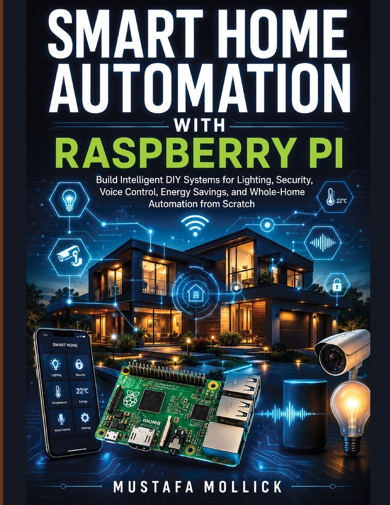 Smart Home Automation with Raspberry Pi: Build Intelligent DIY Systems for Lighting, Security, Voice Control, Energy Savings, and Whole-Home Automatio cover