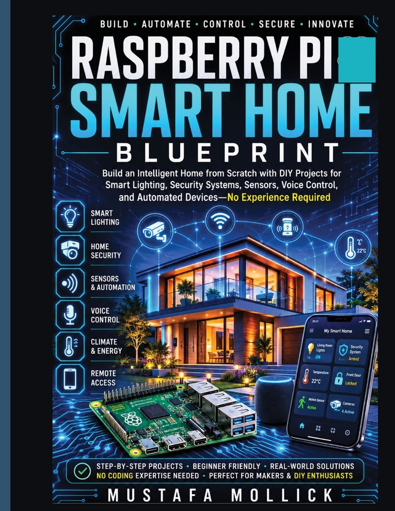 Raspberry Pi Smart Home Blueprint: Build an Intelligent Home from Scratch with DIY Projects for Smart Lighting, Security Systems, Sensors, Voice Contr cover