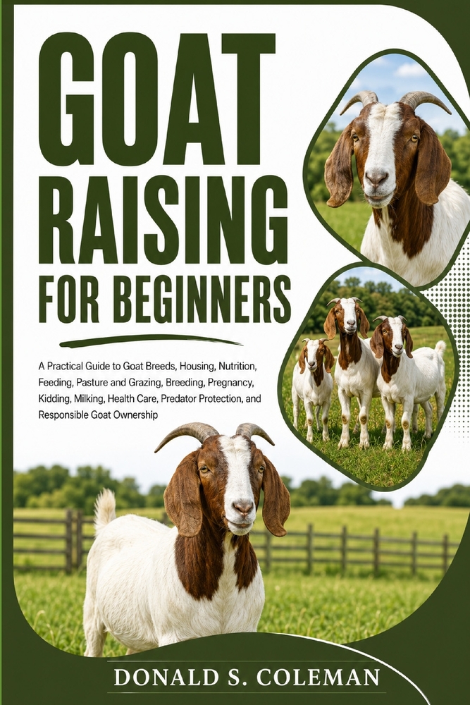 Goat Raising for Beginners: A Practical Guide to Goat Breeds, Housing, Nutrition, Feeding, Pasture and Grazing, Breeding, Pregnancy, Kidding, Milking, cover