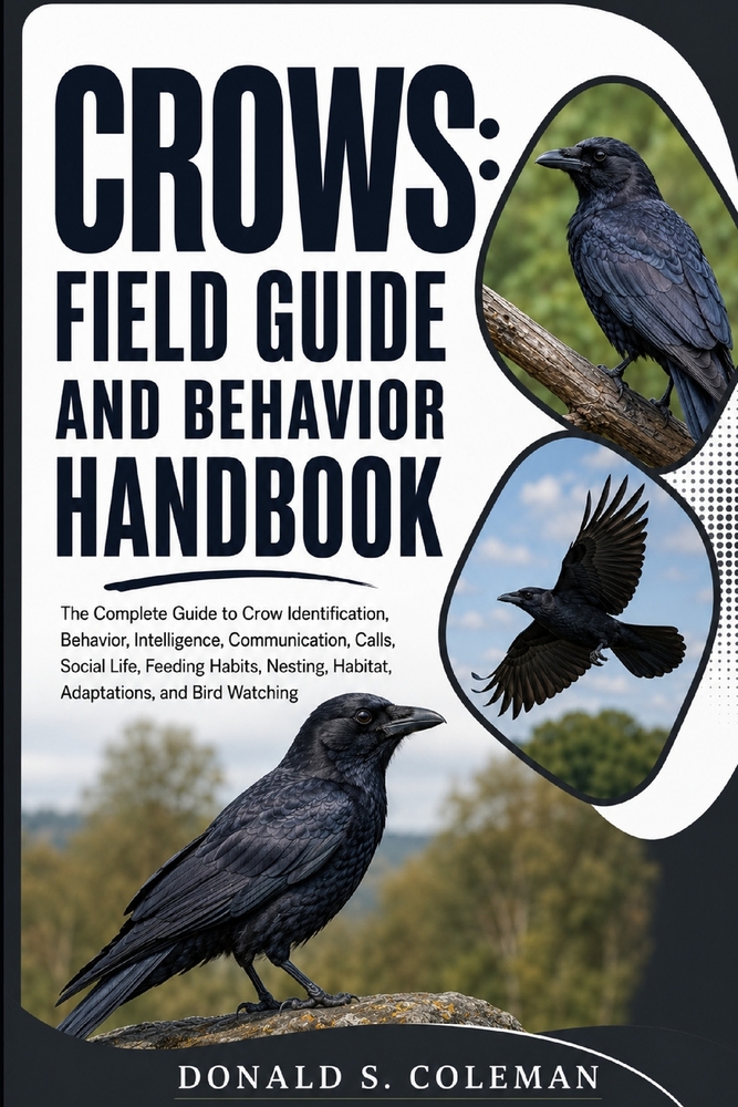 Crows: Field Guide and Behavior Handbook: The Complete Guide to Crow Identification, Behavior, Intelligence, Communication, Calls, Social Life, Feedin cover