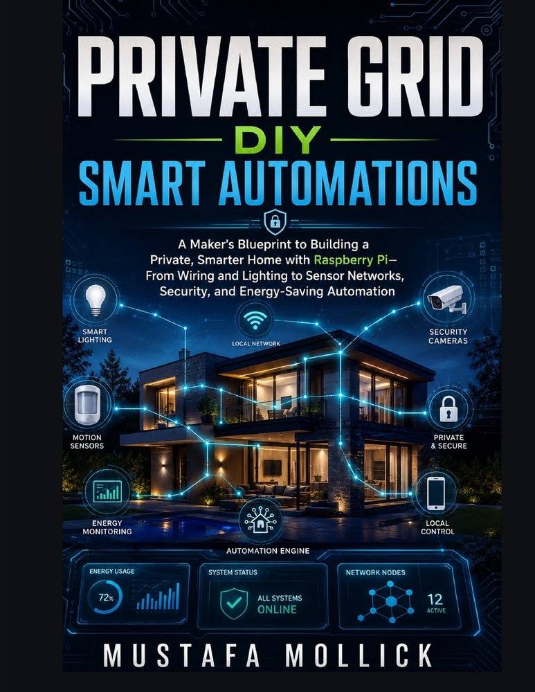 Private Grid DIY Smart Automations: A Maker's Blueprint to Building a Private, Smarter Home with Raspberry Pi-From Wiring and Lighting to Sensor Netwo cover