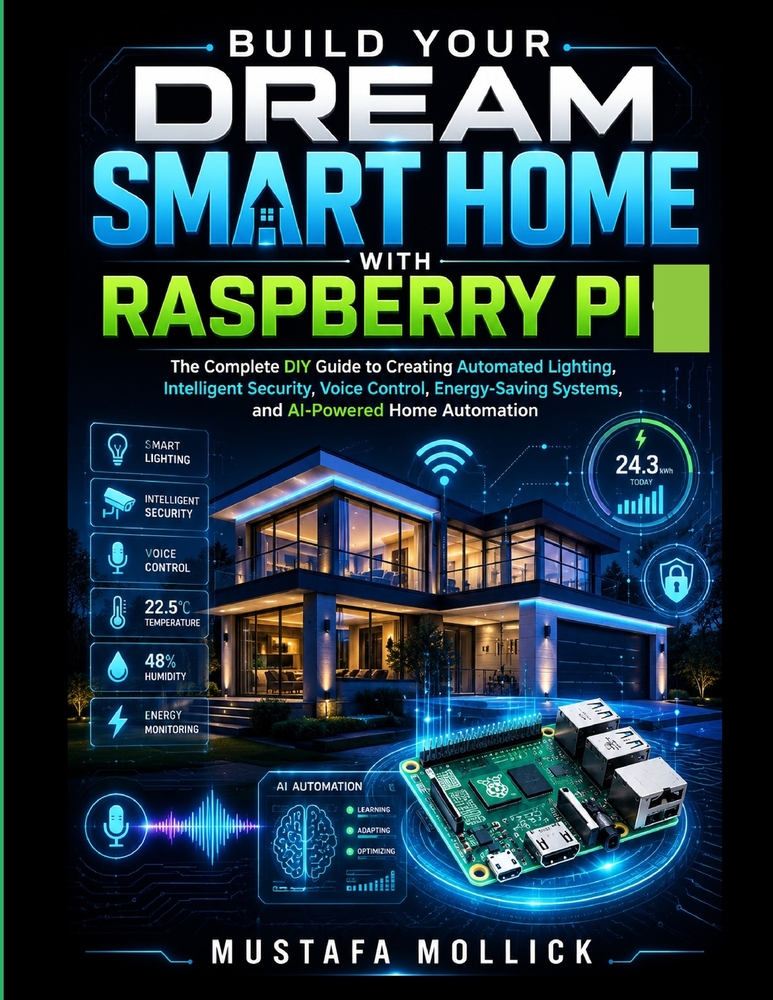 Build Your Dream Smart Home with Raspberry Pi: The Complete DIY Guide to Creating Automated Lighting, Intelligent Security, Voice Control, Energy-Savi cover