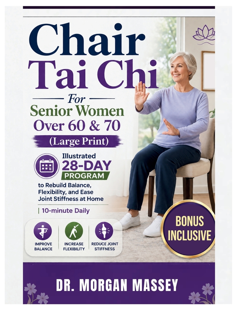 Chair Tai Chi For Senior Women Over 60 & 70 (Large Print): Illustrated 28-Day Program to Rebuild Balance, Flexibility, and Ease Joint Stiffness at Hom cover