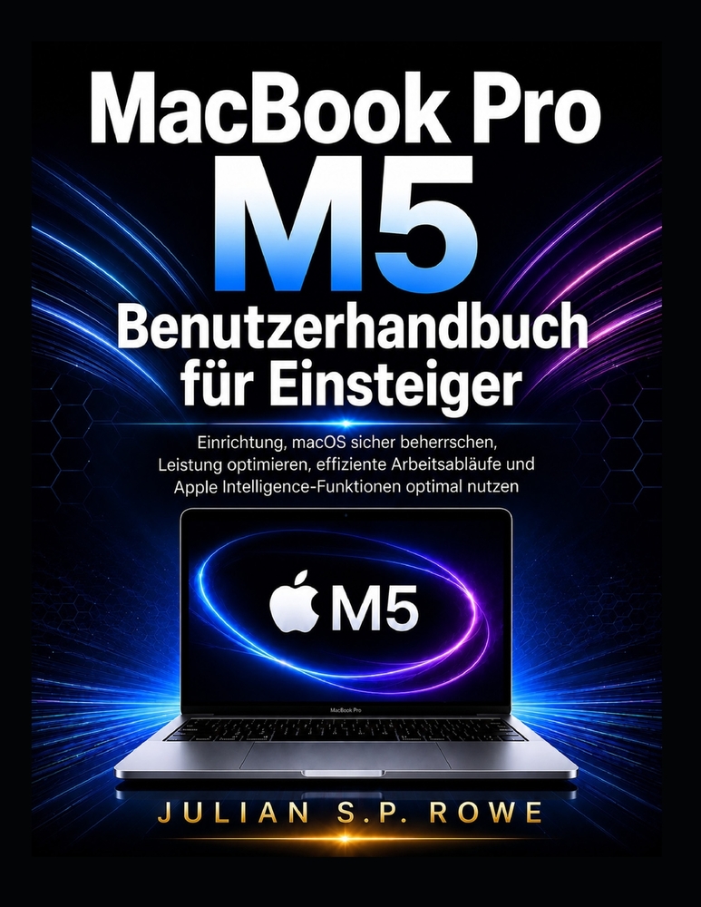 MacBook Pro M5 Benutzerhandbuch für Einsteiger: Einrichtung, macOS sicher beherrschen, Leistung optimieren, effiziente Arbeitsabläufe und Apple Intell cover