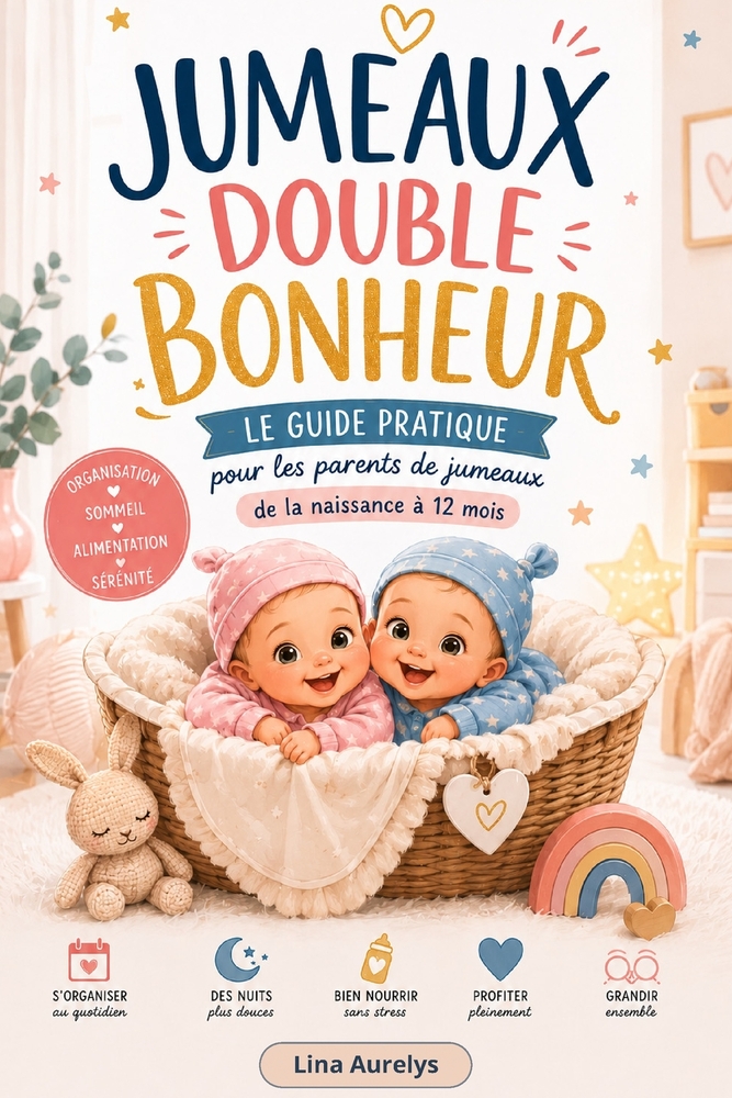 Jumeaux Double Bonheur: Le guide pratique pour les parents de jumeaux, de la naissance à 12 mois cover