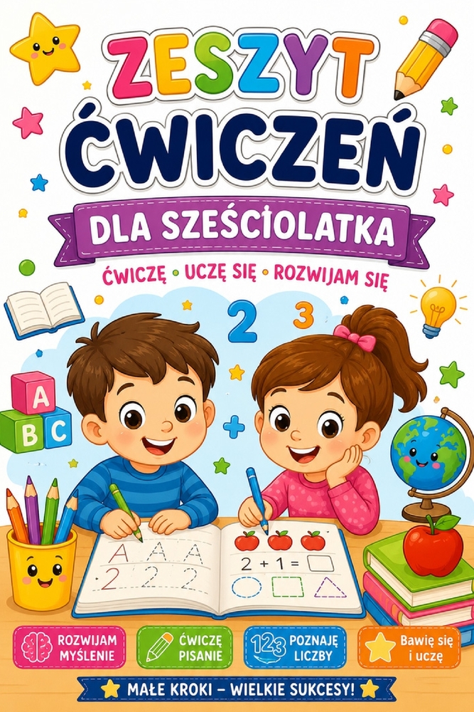 Zeszyt cwiczeń dla sześciolatka. Ćwiczę, uczę się, rozwijam się: Male kroki wielkie sukcesy cover