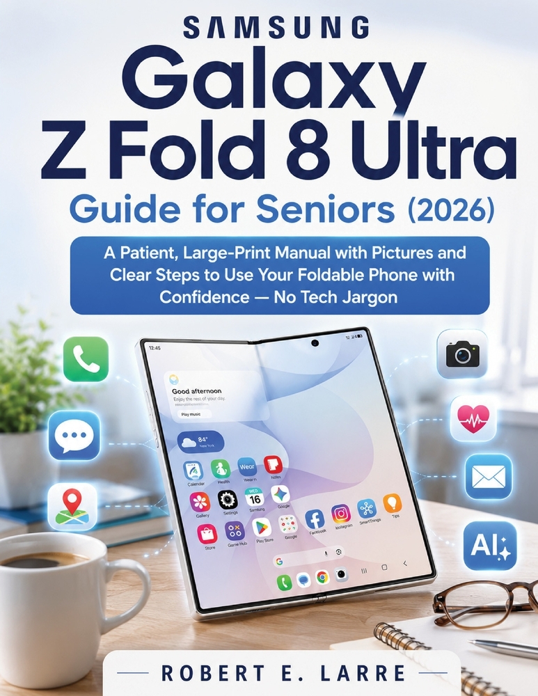 Samsung Galaxy Z Fold 8 Ultra Guide for Seniors (2026): A Patient, Large-Print Manual with Pictures and Clear Steps to Use Your Foldable Phone with Co cover