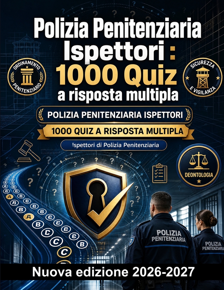 Polizia Penitenziaria Ispettori: 1000 Quiz a risposta multipla: Ordinamento penitenziario, sicurezza, vigilanza e deontologia: guida completa per il s cover