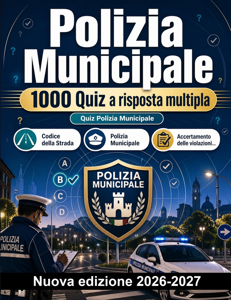 Polizia Municipale: 1000 Quiz a risposta multipla: Approfondimento su Codice della Strada, TULPS, procedure di polizia giudiziaria e sicurezza urbana cover