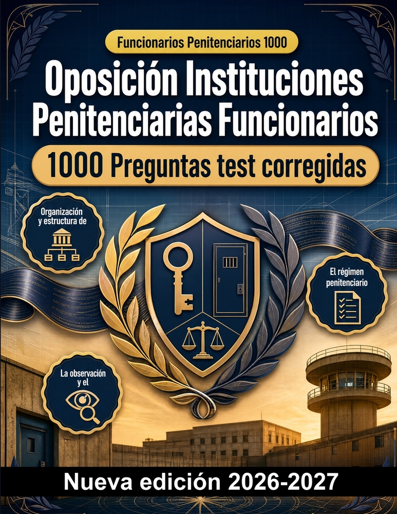 Oposición Instituciones Penitenciarias Funcionarios: 1000 Preguntas test corregidas: Régimen disciplinario, seguridad interior y derechos de internos: cover