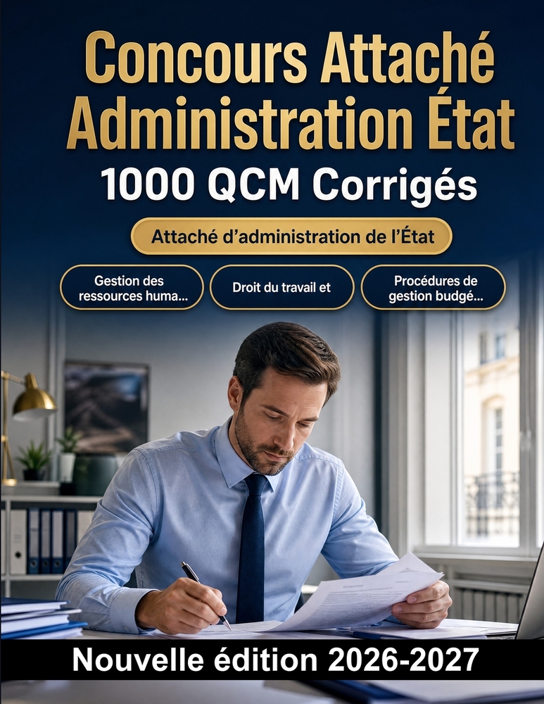 Concours Attaché Administration État: 1000 QCM Corrigés: Gestion des ressources humaines, finances publiques, déontologie et conduite du changement: p cover