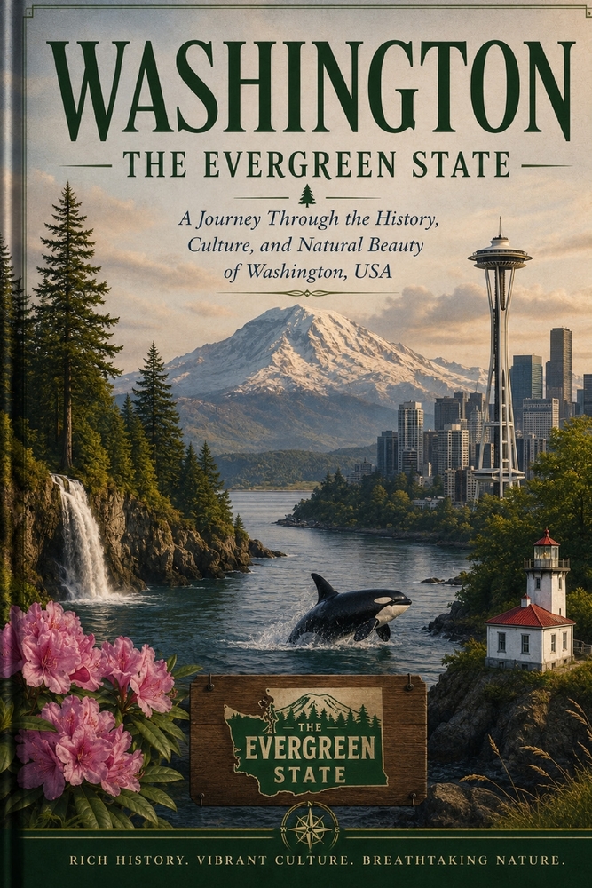 Washington: The Evergreen State A Journey Through the History, Culture, and Natural Beauty of Washington, USA cover