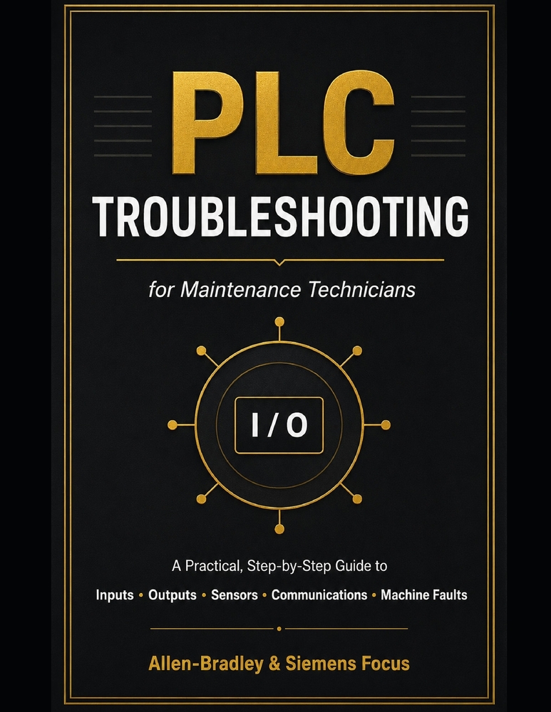 PLC Troubleshooting for Maintenance Technicians: A Practical Step-by-Step Guide to Diagnosing Inputs, Outputs, Sensors, Communications, Drives, and Ma cover