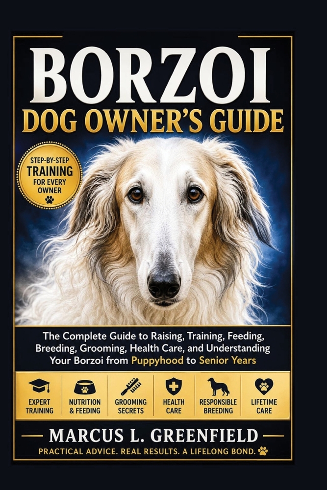 Borzoi Dog Owner's Guide: The Complete Guide to Raising, Training, Feeding, Breeding, Grooming, Health Care, and Understanding Your Borzoi from Puppyh cover