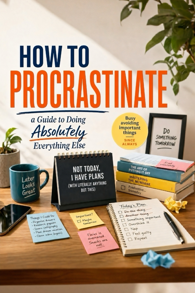 How to Procrastinate (Self-Help Satire): A Humorous Guide to Doing Absolutely Everything Else That Might Actually Make You More Productive cover