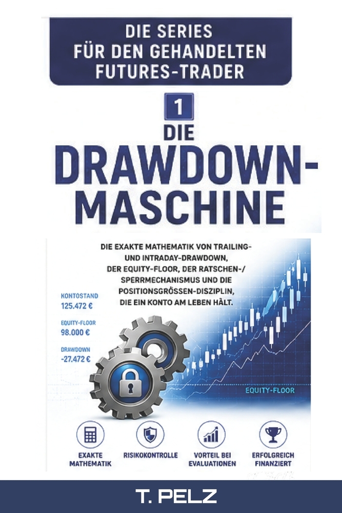 DIE DRAWDOWN-MASCHINE (DER "FUNDED FUTURES TRADER" Buch 1): Die exakte Mathematik des Trailing Drawdown, der Mindestkapitalgrenze und warum finanziert cover