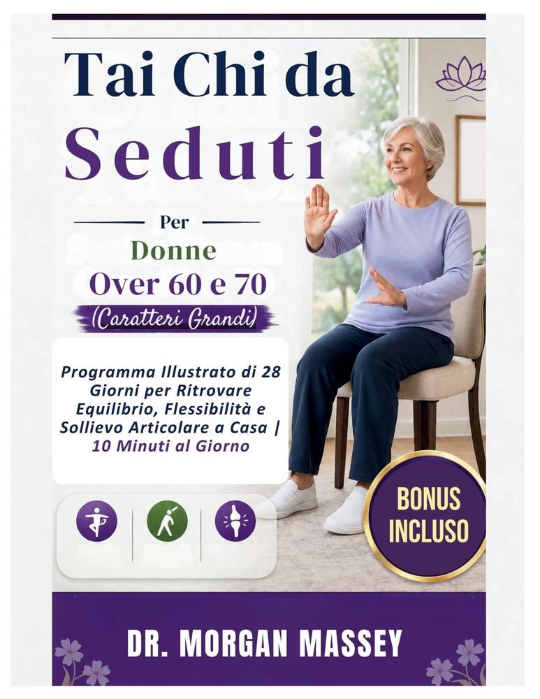 Tai Chi da seduti per donne over 60 e 70 (Caratteri Grandi): Programma Illustrato di 28 Giorni per Ritrovare Equilibrio, Flessibilità e Sollievo Artic cover