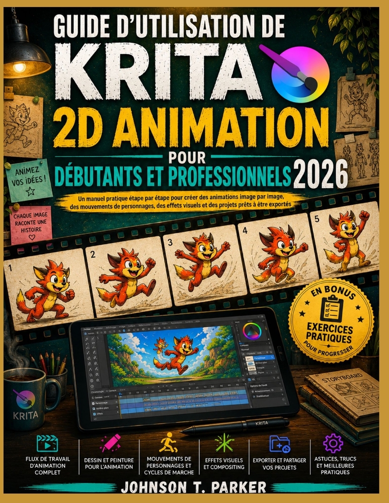 Guide d'Utilisation de Krita 2D Animation Pour Débutants Et Professionnels 2026: Un manuel pratique étape par étape pour créer des animations professi cover