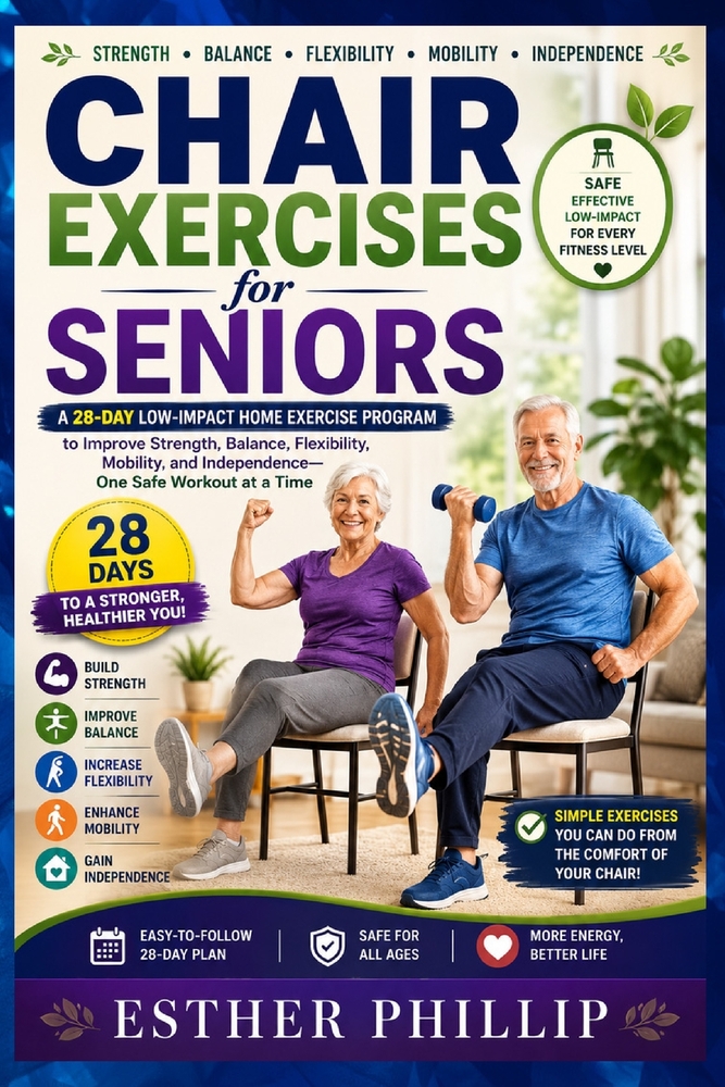 Chair Exercises for Seniors: A 28-Day Low-Impact Home Exercise Program to Improve Strength, Balance, Flexibility, Mobility, and Independence, One Safe cover