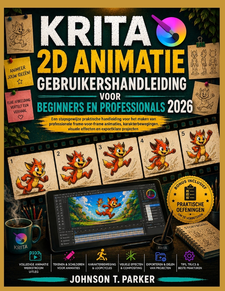 Krita 2D Animatie Gebruikershandleiding Voor Beginners En Professionals 2026: Een stapsgewijze handleiding voor het maken van professionele frame-by-f cover