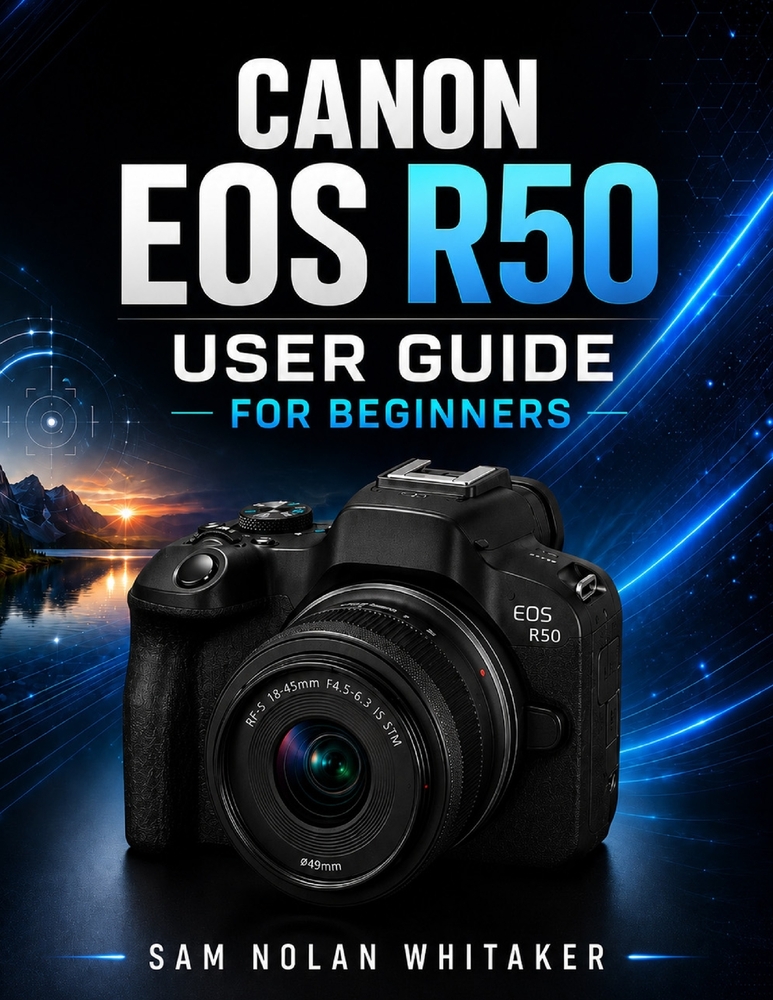 Canon EOS R50 User Guide for Beginners: Master Photography, Cinematic Video, AI Autofocus, Exposure, Creative Shooting, Lens Selection, Menu Navigatio cover