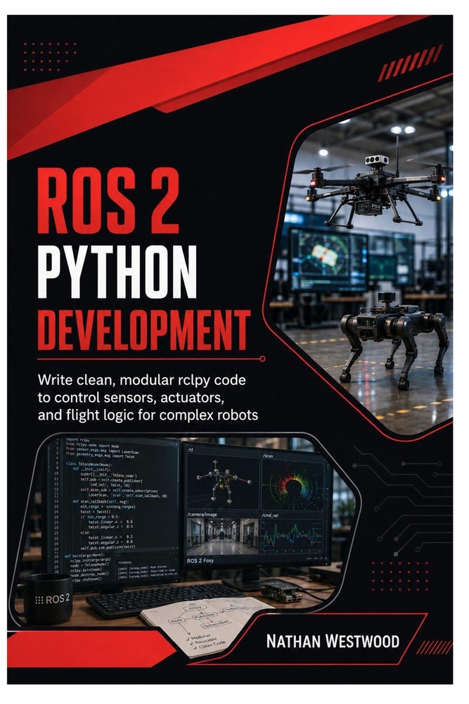 ROS 2 Python Development: Write Clean, Modular rclpy Code to Control Sensors, Actuators, and Flight Logic for Complex Robots cover