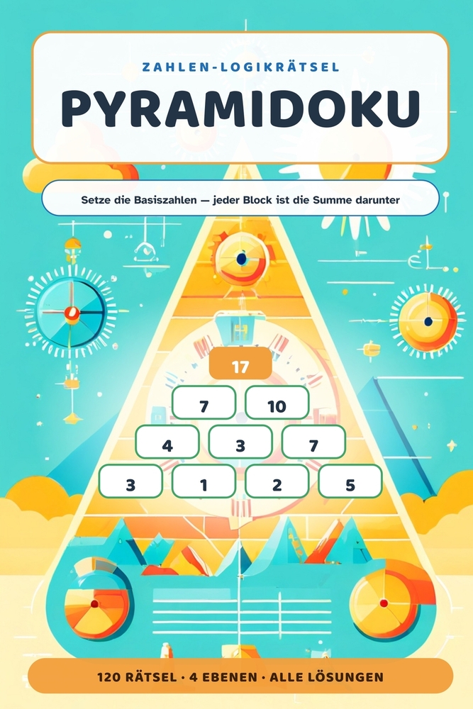 Pyramidoku: 120 juegos de lógica numérica - coloca los números y construye cada suma cover