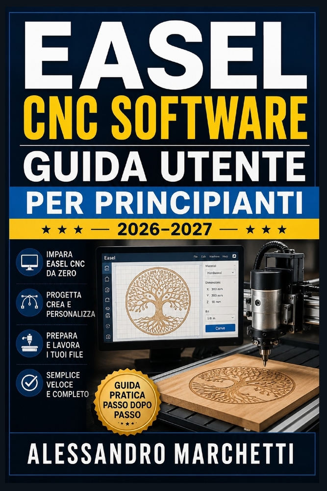 Easel CNC Software Guida Utente per Principianti 2026-2027: Dal Progetto al Pezzo Finito: Configurazione, Fresatura, Intaglio e Taglio Laser con la Tu cover