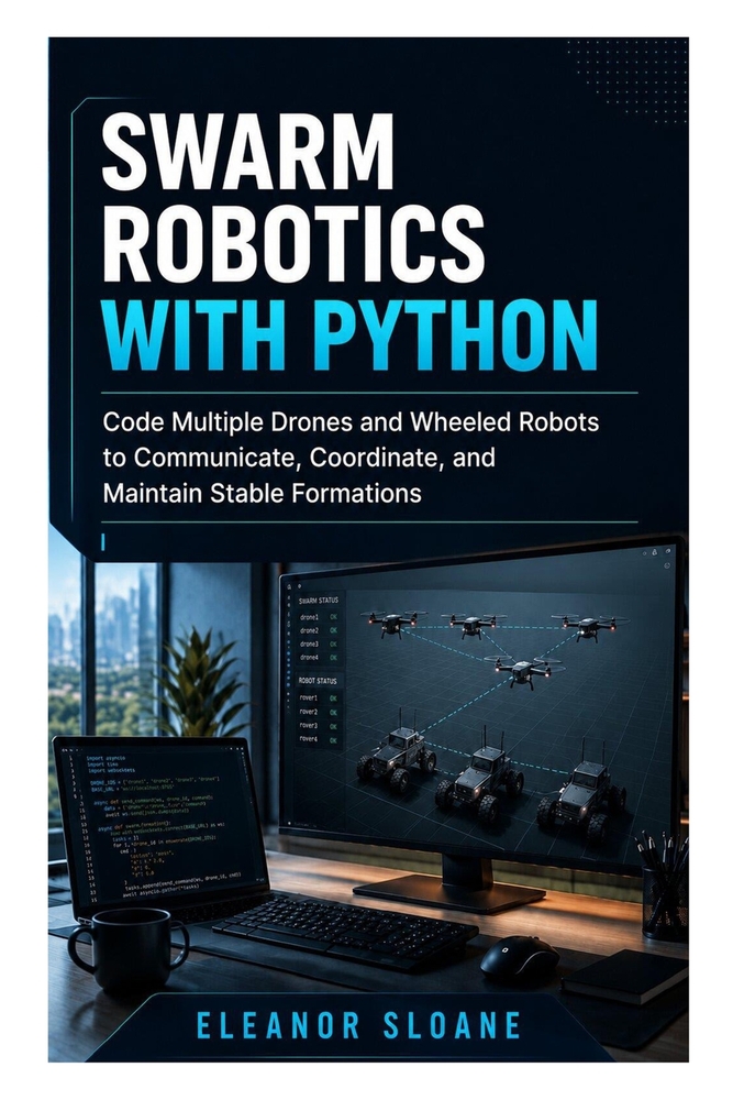 Swarm Robotics with Python: Code Multiple Drones and Wheeled Robots to Communicate, Coordinate, and Maintain Stable Formations cover
