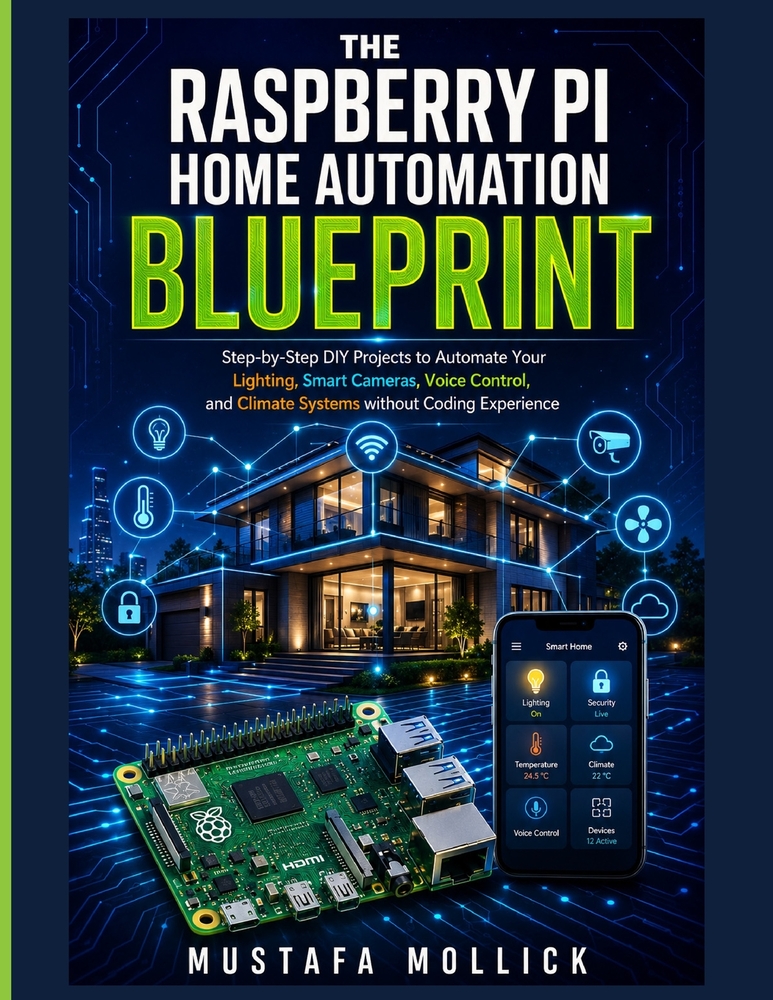 The Raspberry Pi Home Automation Blueprint: Step-by-Step DIY Projects to Automate Your Lighting, Smart Cameras, Voice Control, and Climate Systems wit cover