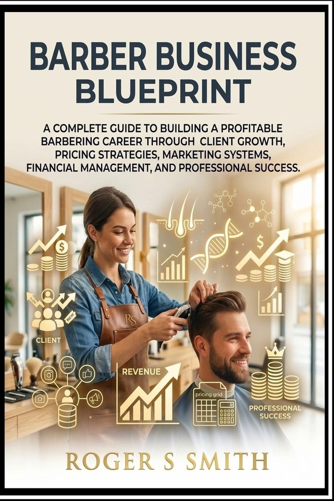 Barber Business Blueprint: A Complete Guide to Building a Profitable Barbering Career Through Client Growth, Pricing Strategies, Marketing Systems, Fi cover