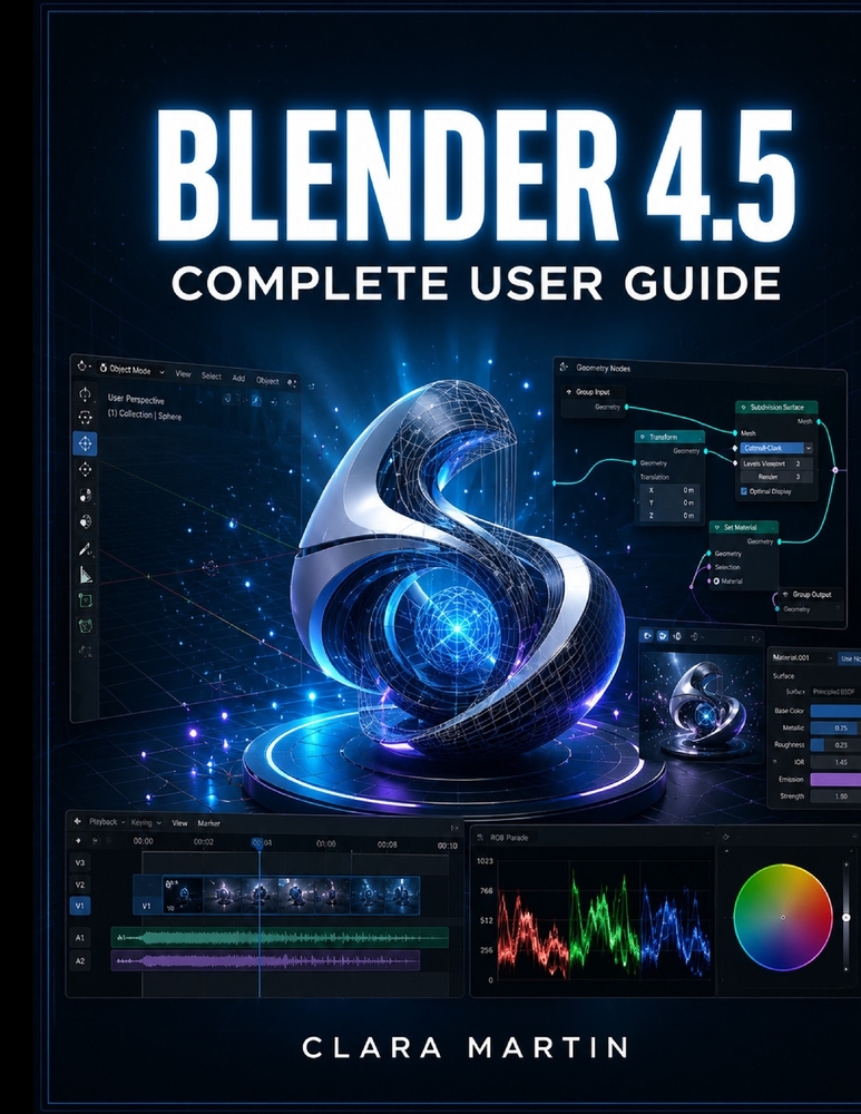 Blender 4.5 Complete User Guide: A Step-by-Step Manual for 3D Modeling, Animation, Rendering & Geometry Nodes in the Latest LTS Release cover