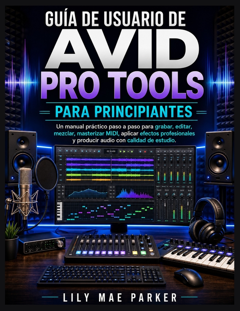 Guía de usuario de Avid Pro Tools para principiantes: Un manual práctico paso a paso para grabar, editar, mezclar, masterizar MIDI, aplicar efectos pr cover