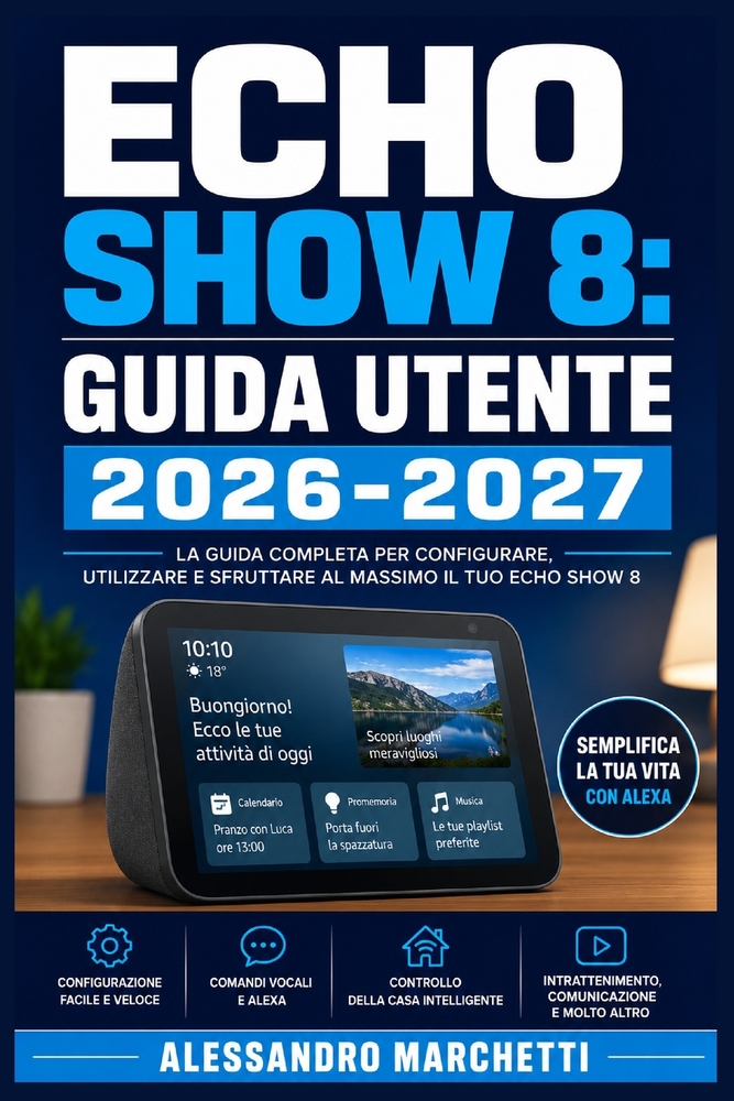 Echo Show 8: GUIDA UTENTE 2026-2027: Configurazione, Funzioni Smart e Trucchi per Sfruttare al Massimo il Tuo Assistente Domestico cover