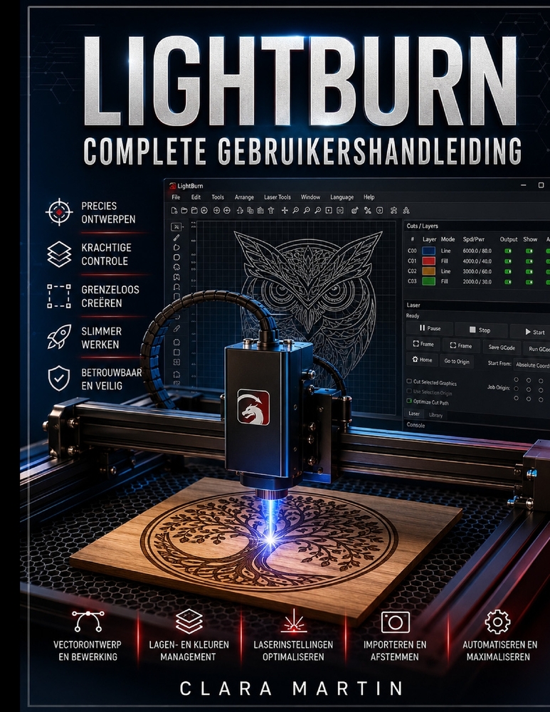 Lightburn Complete Gebruikershandleiding: Een stapsgewijze handleiding voor het beheersen van ontwerp, bewerking, machinebesturing en nauwkeurig laser cover