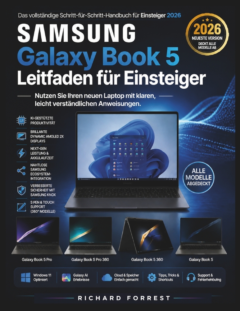 Samsung Galaxy Book 5 Leitfaden für Einsteiger: Nutzen Sie Ihren neuen Laptop mit klaren, leicht verständlichen Anweisungen. cover