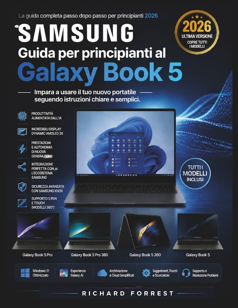 Samsung Guida per principianti al Galaxy Book 5: Impara a usare il tuo nuovo portatile seguendo istruzioni chiare e semplici. cover