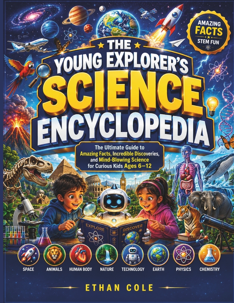 The Young Explorer's Science Encyclopedia: The Ultimate Guide to Amazing Facts, Incredible Discoveries, and Mind-Blowing Science for Curious Kids cover