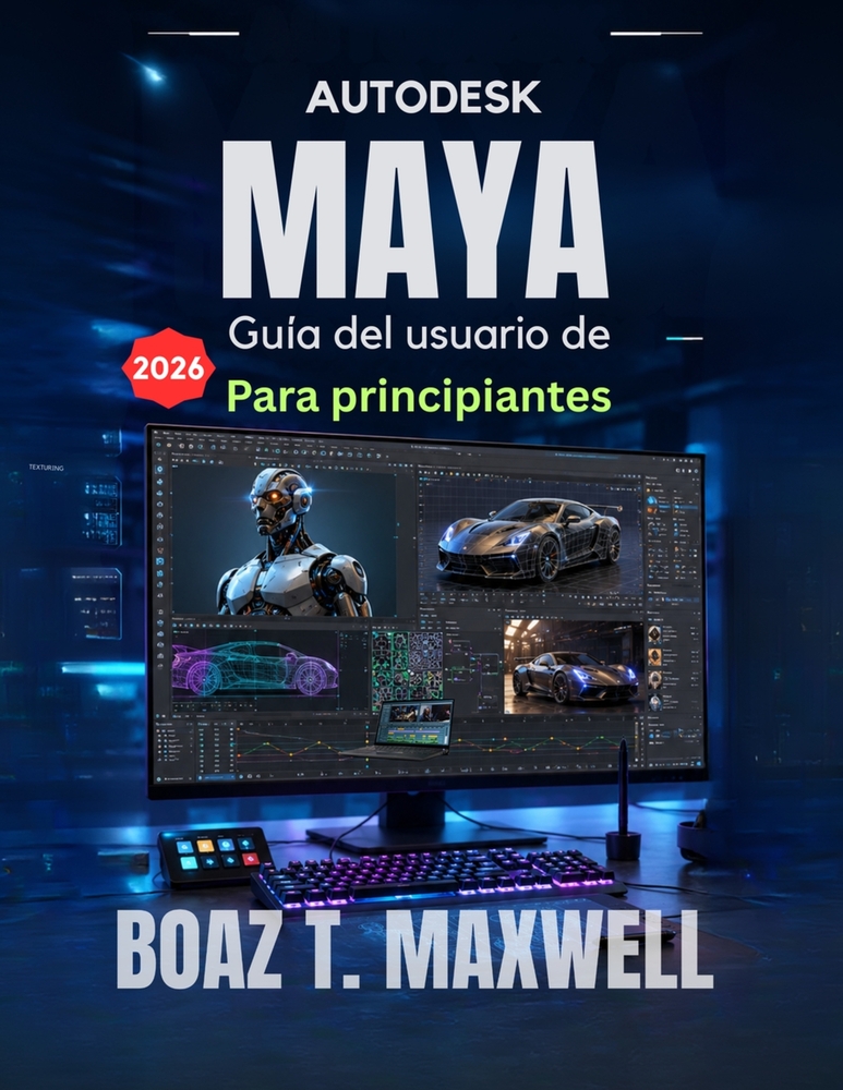 Guía del usuario de Autodesk Maya Para principiantes: Guía paso a paso para el modelado 3D, la animación, el rigging, el renderizado y los flujos de t cover