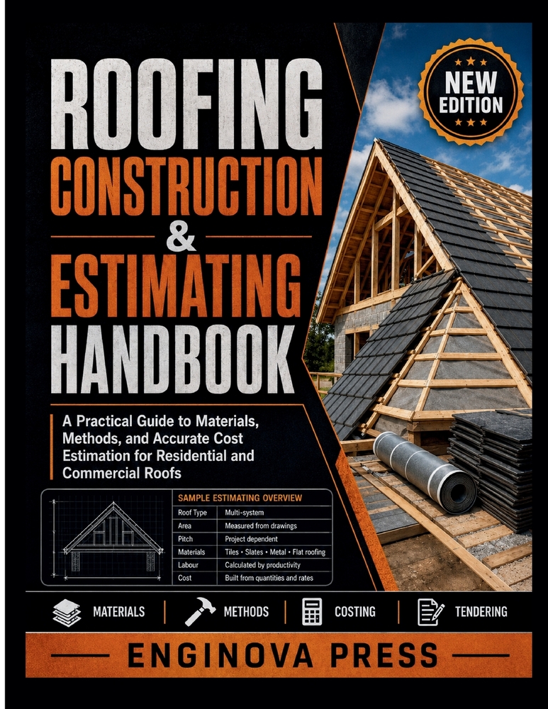 Roofing Construction & Estimating Handbook: A Practical Guide to Materials, Methods, and Accurate Cost Estimation for Residential and Commercial Roofs cover