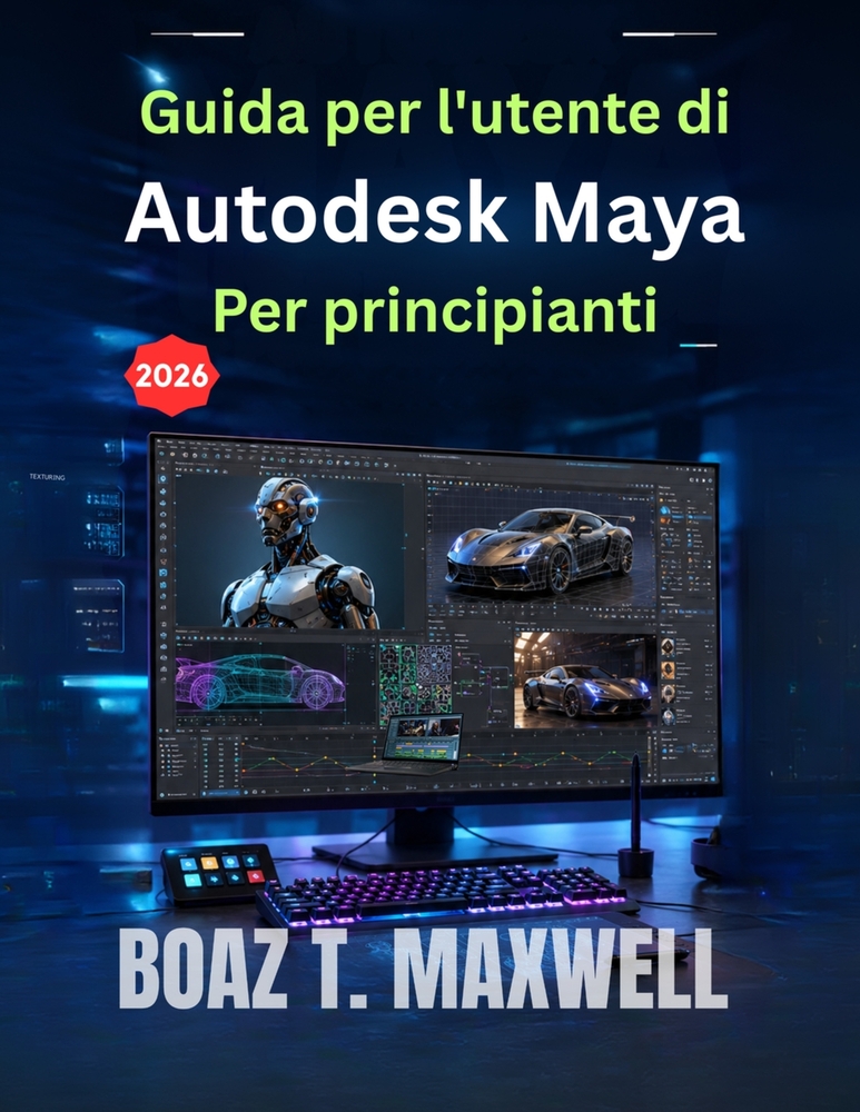 Guida per l'utente di Autodesk Maya Per principianti: Una guida passo passo ai flussi di lavoro di modellazione 3D, animazione, rigging, rendering e c cover