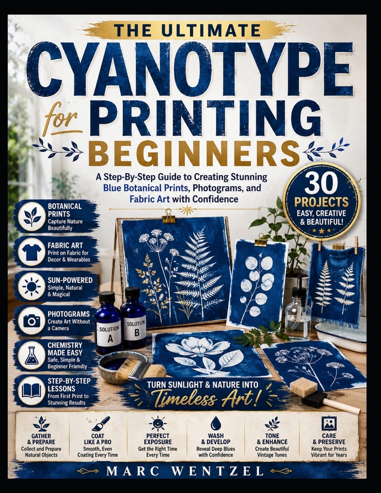 Cyanotype Printing For Beginners: A Step-By-Step Guide To Creating Stunning Blue Botanical Prints, Photograms, And Fabric Art With Confidence cover