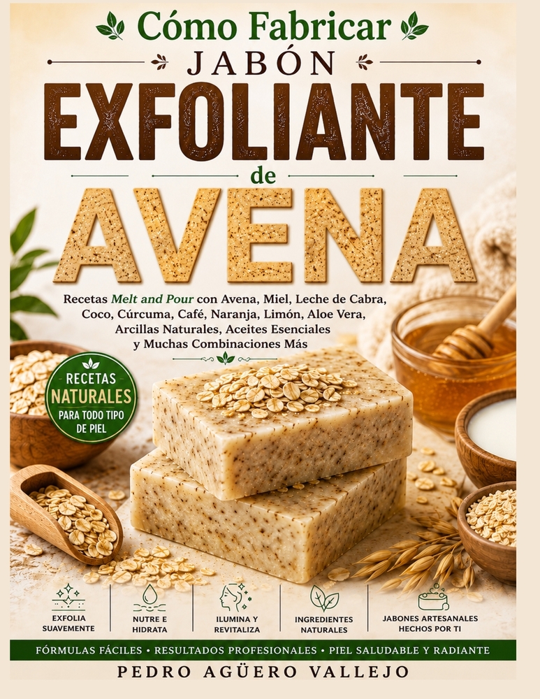Cómo Fabricar Jabón Exfoliante de Avena: Recetas Melt and Pour con Miel, Coco, Avena, Naranja, Limón, Aloe Vera, Leche de Cabra, Arcillas Naturales, A cover
