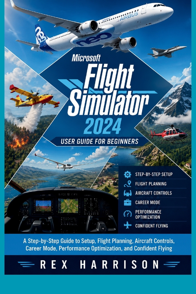 Microsoft Flight Simulator 2024 User Guide for Beginners: A Step-by-Step Guide to Setup, Flight Planning, Aircraft Controls, Career Mode, Performance cover