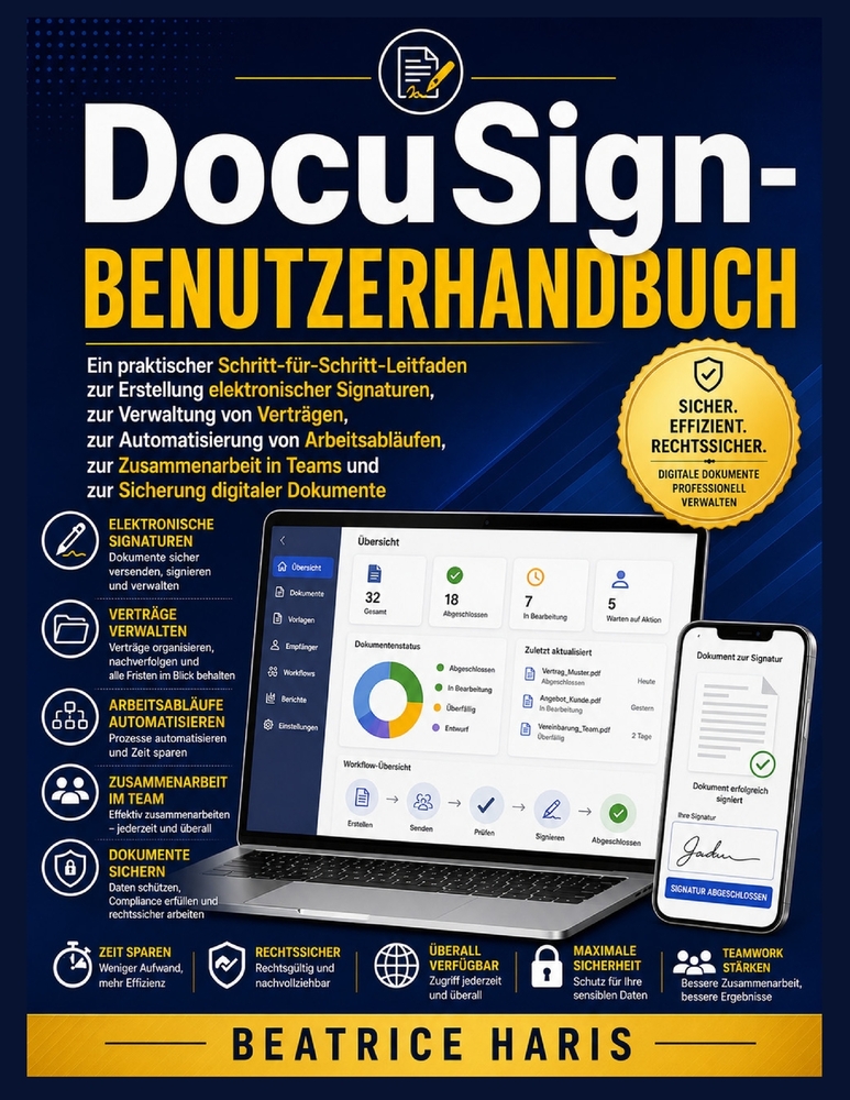DocuSign-Benutzerhandbuch: Ein praktischer Leitfaden zur Erstellung elektronischer Signaturen, zur Verwaltung von Verträgen, zur Automatisierung von A cover