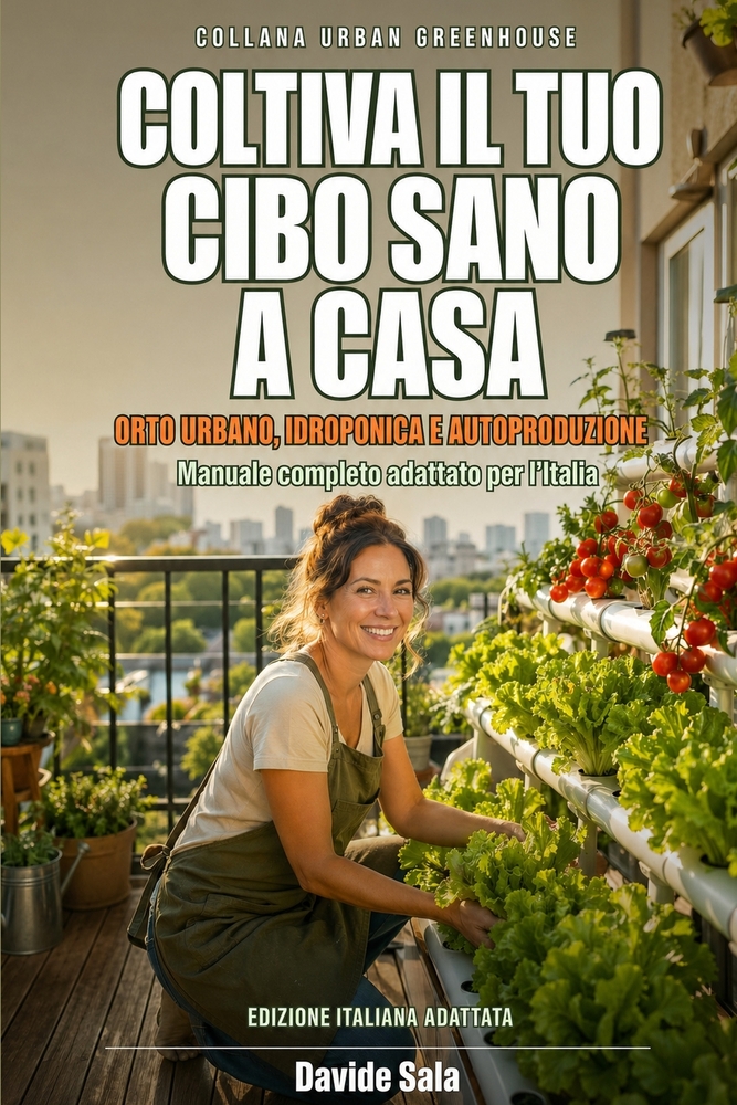 Coltiva il tuo cibo sano a casa: Orto urbano, idroponica e autoproduzione: manuale completo adattato per l'Italia cover